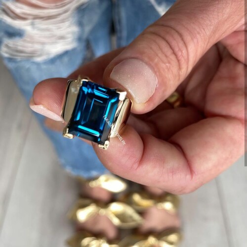 London Blue Topaz Mens Silver Ring, 925 Sterling Silver, December shops Birthstone Ring, Stylish Mens Silver Ring, Best Gift For Him