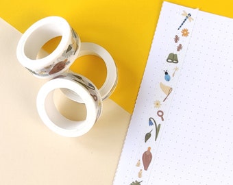 Washi tape with camping design - travel Journal, Camping Journal, cute animals on washitape - 1 roll with 10M