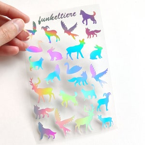 Holografische dieren stickervel - sprankelende spreuken - magische holografische stickers