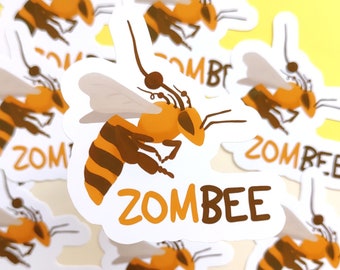 Zombie bee sticker | waterproof vinyl sticker | Insect sticker with zombie, zombee