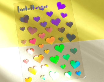 Holografische Herzchen Sticker Sheet - Funkel Herzen Holo Sticker - valentinstag holografisch Stern Aufkleber