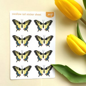 Schwalbenschwanz als Sticker sheet, heller Schmetterling Aufkleberbogen, für Journal Planner oder Scrapbook