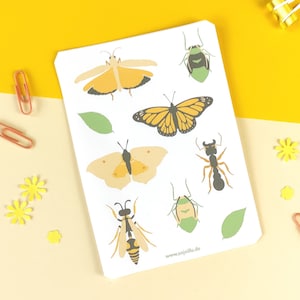 Sticker Bogen mit Schmetterling, Heuschrecke, Ameise und Blatt - Natur motive, insekten, Tiere, Pflanzen