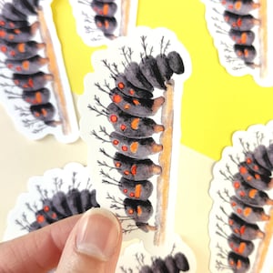 Caterpillar sticker, laptop sticker with butterfly caterpillar, vinyl sticker with cute caterpillar