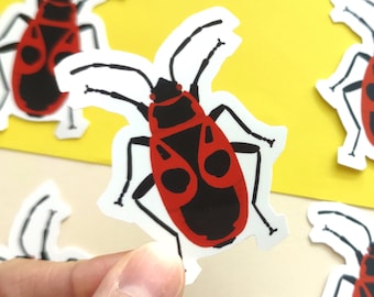 Sticker with fire bug - red firebug - stickers for entomologists and insect nerds