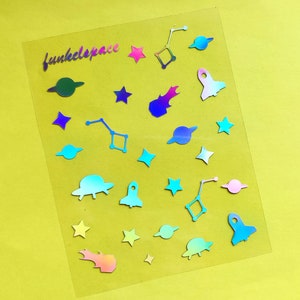 Holografisch ruimtestickerblad - Sparkle Space Holo Stickers - Space Universe holografische sterstickers