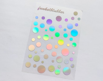 Holographic Circle Sticker Sheet - Sparkle Bubble Holo Stickers - Christmas Holographic Sphere Stickers