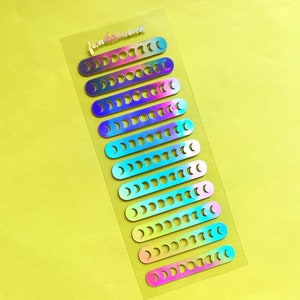 Holografische maanfasen - sprankelende maanholostickers - holografische stickers met uitgesneden maanfasen - heksensterstickers