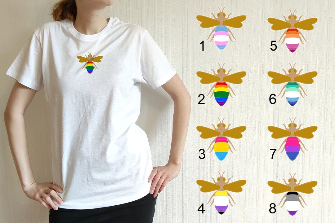 Pride Flag Shirt With Bee LGBTQ 100% Cotton Shirt Rainbow Bee - Etsy