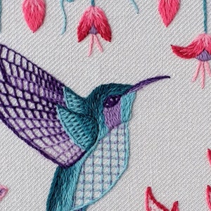 Hummingbird Crewel Embroidery PDF Pattern, Colourful Diy Hoop Art ...