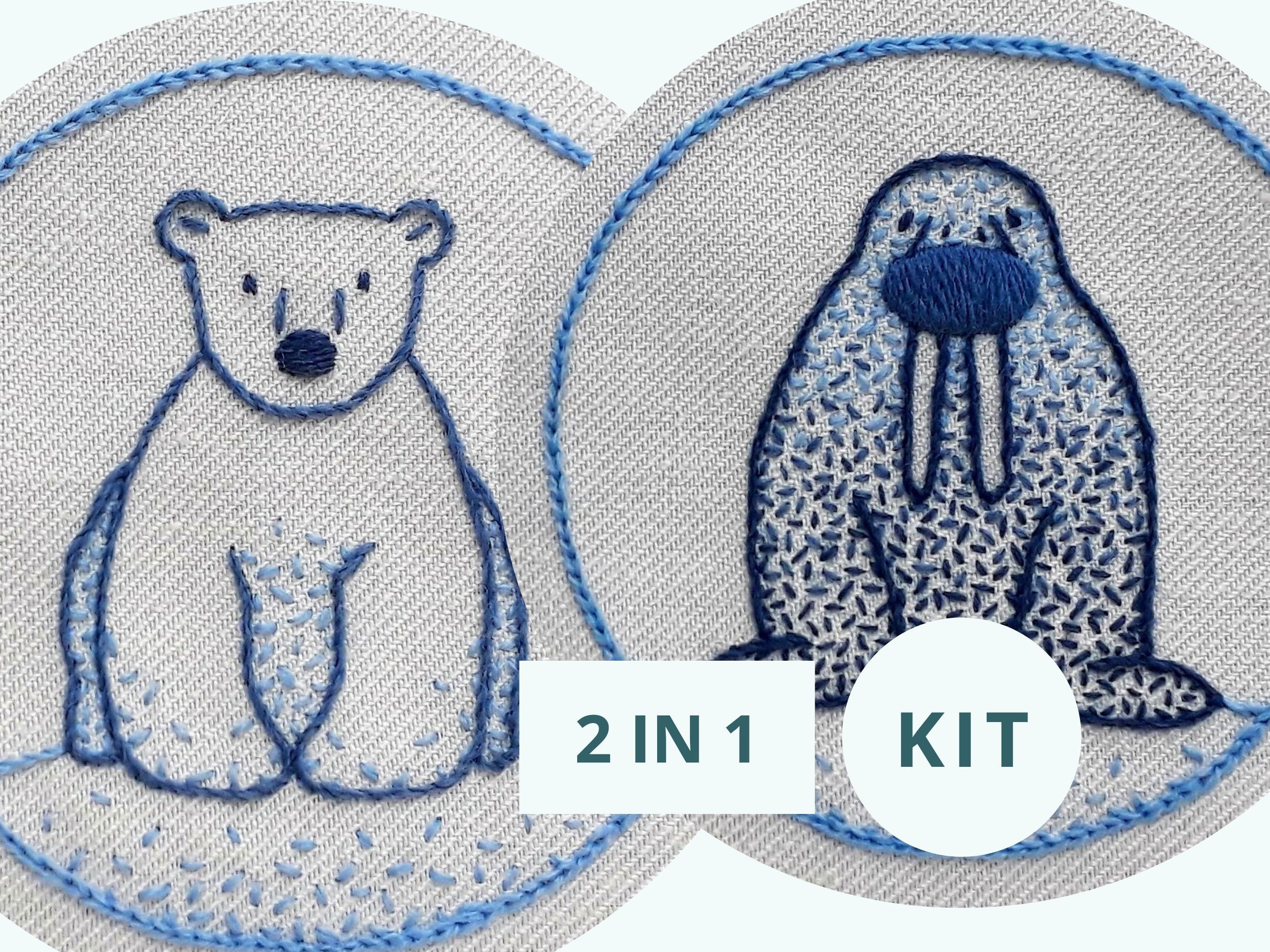 polar lights anna nelly Polar Bear and Walrus Embroidery Kit, Crewel Embroidery for Beginners, DIY Hoop Art for Beginners, Cute Stitching Craft Kit With Tutorial - Etsy