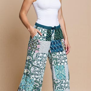 Unisex Comfortable Fit Patchwork Pure Cotton Handblocked Handcrafted Trousers