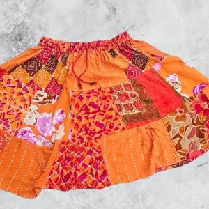 Rayon Skirt, Mini Skirt for Women, Gift for her, Patchwork skirt, Boho style skirt, High rise skirt, Skirt for women