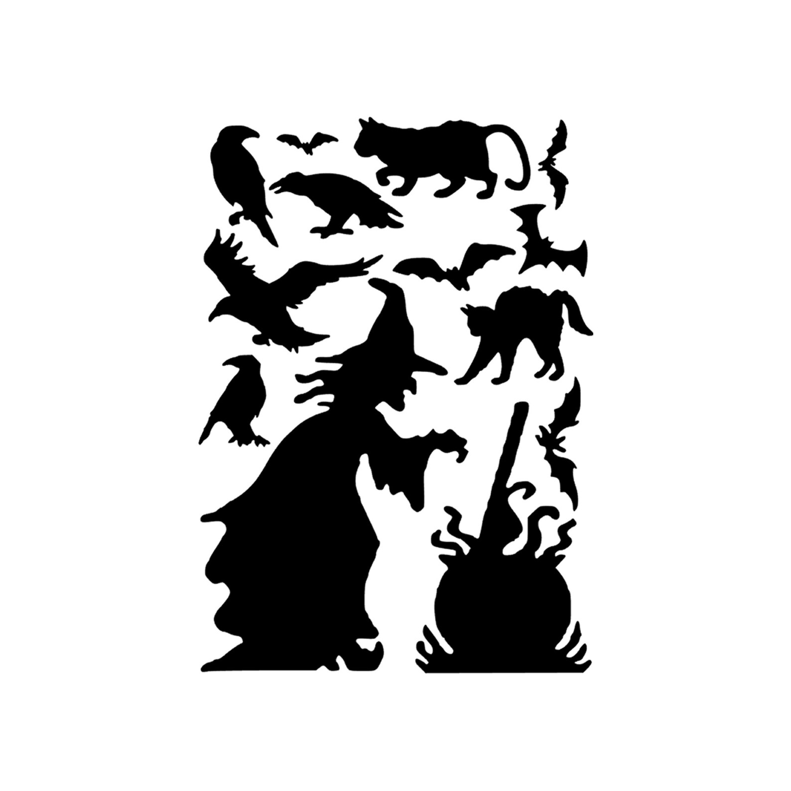 Reusable Halloween Window Clings Witch With Cauldron Black Etsy