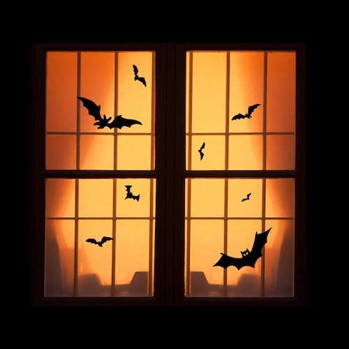 Halloween Haunted House Window Clings Reusable Fall Etsy