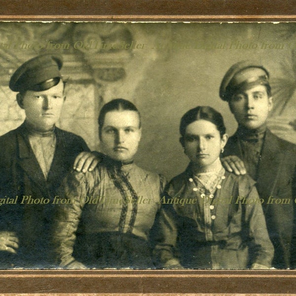 1900s.Family Portrait.Vintage Digital Photo.Instant Download.Antique Photo.Rare Black White Photo.Photographs Tsarist of Russia.Old postcard