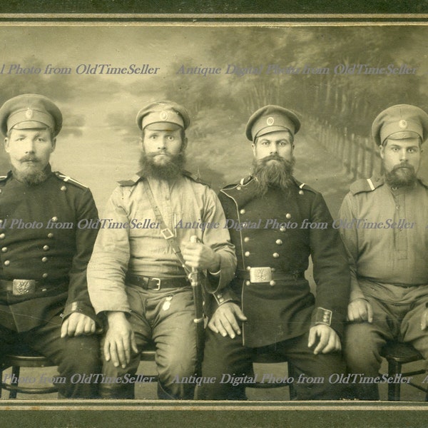 1900s.Soldiers of the Tsarist Army.Russian Vintage Digital Photo.Instant Download.Antique Photo.Old Black White Photo.Military Photographs