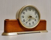 Rare Soviet Desk Clock Majak.Fireplace clock.Russian Clock Voshod.Desk clock USSR.Mechanical clock USSR.Old mantel clock. Wooden Desk clock