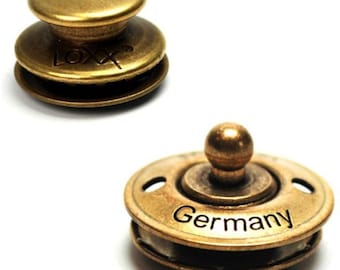 Loxx - Upper & Lower Part, Antique Brass Snaps (6 Pack) use with Handbags, Guitar Straps, Saddlebags, Luggage, Leathercraft