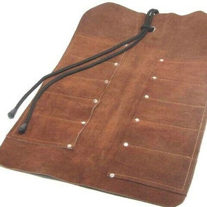 UJ Ramelson Tool Roll Holder, Durable Rollable Roll-up Hanging Pocket Pouch for Chisels, Hammers, Gouges, and more (10 Pocket, Leather)