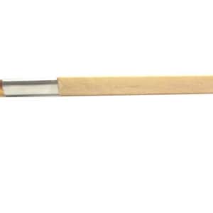 May include: A wooden handled tool with a small, rounded, light green and yellow brush tip. The tool is made of metal and wood.