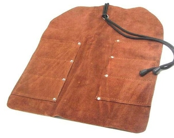 UJ Ramelson Tool Roll Holder, Durable Rollable Roll-up Hanging Pocket Pouch for Chisels, Hammers, Gouges, and more (6 Pocket, Leather)