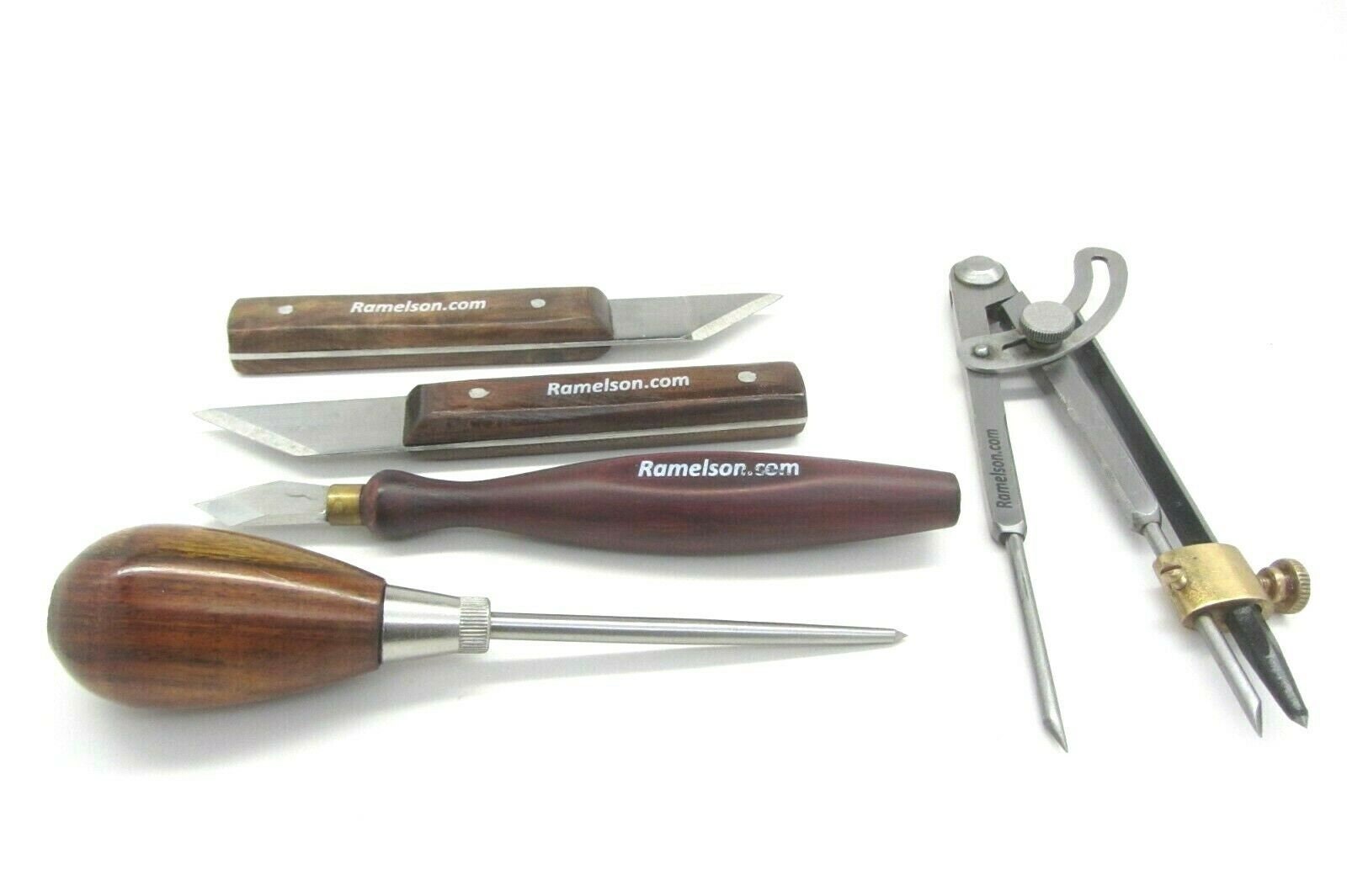 5 PC Chip Set - Wood Carving Knives and 5 Pocket Leather Tool Roll - Woodcarving, Whittling, Decoy, DIY Crafts