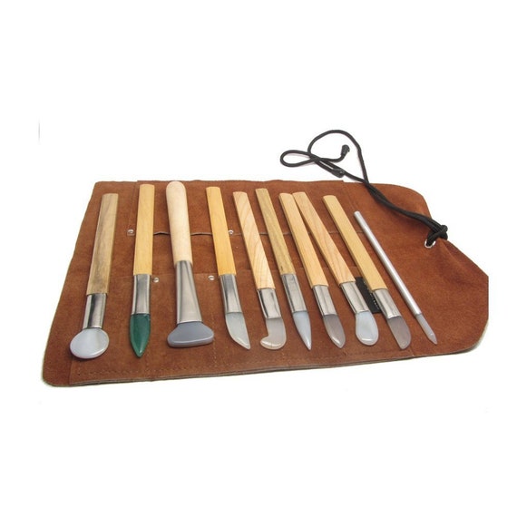 Agate Burnishers - 10 pc Set - with Leather Tool Roll - UJ Ramelson Co