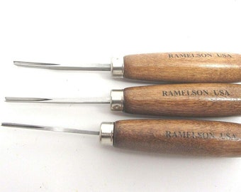 3 Ramelson Bent Veiner Line 60 Degree V Checkering Wood Carving Hand Chisel Tools 3pc Gunsmith