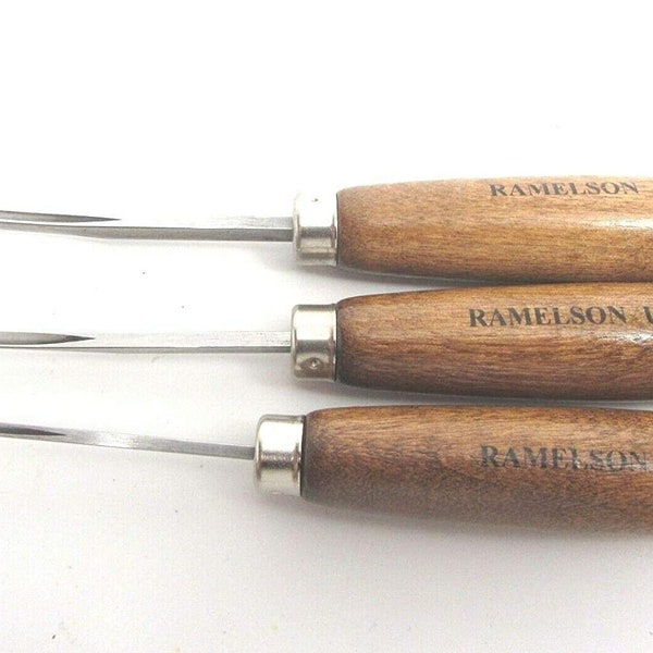 3 Ramelson Bent Veiner Line 60 Degree V Checkering Wood Carving Hand Chisel Tools 3pc Gunsmith