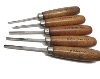 Gunstock Gunsmith Woodcarving V & U Chisel Carving Set for Checkering and Restoration (5 Piece)