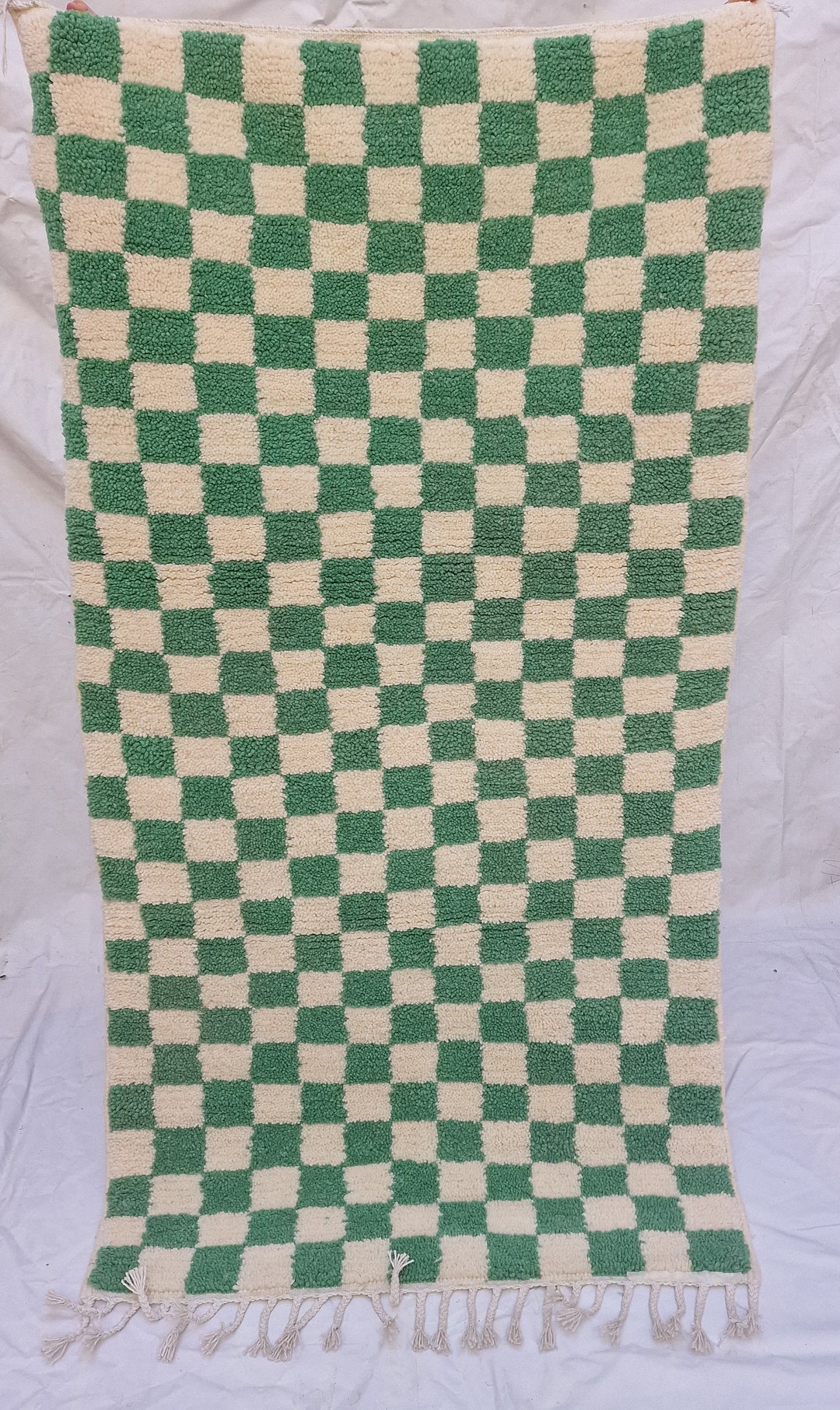 Custom Moroccan Checkered Mint Green Wool Rug,custom Rug,checkerboard ...