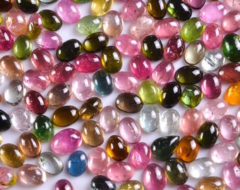 40 Pieces 4X5 MM Oval Shape AAA Natural Multi Color Tourmaline Cabochon Calibrated Gemstone Wholesale Lot 5X4 MM Oval Tourmaline Cabs