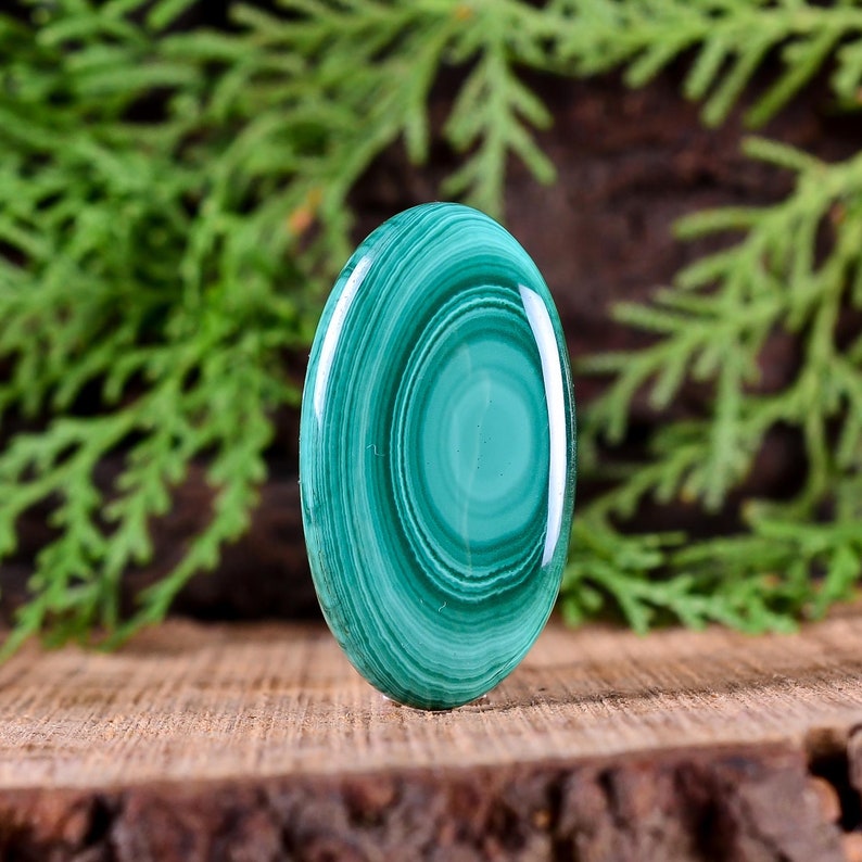 Approx 37X20X5 mm 42Cts Natural Malachite Cabochon Gemstone Malachite Oval Shape Cabochon Loose Gemstone For Jewelry