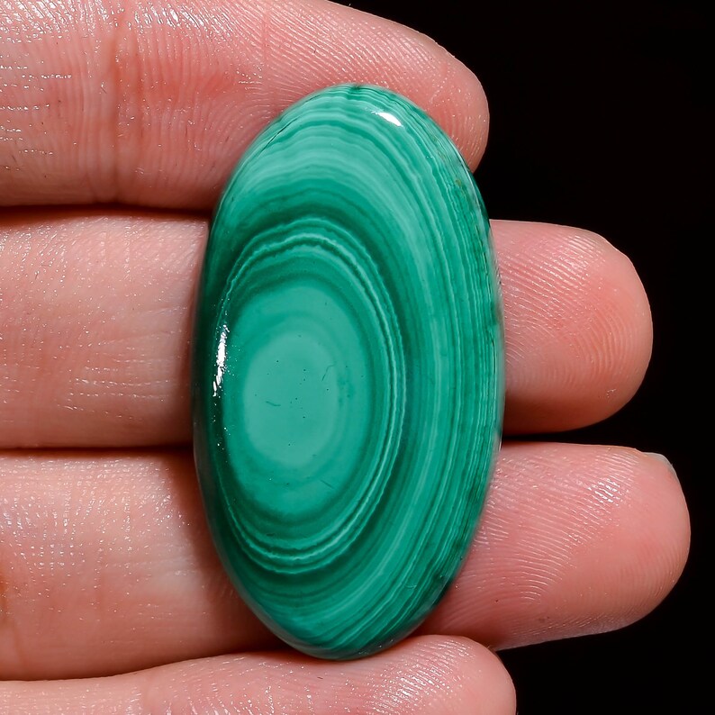 Approx 37X20X5 mm 42Cts Natural Malachite Cabochon Gemstone Malachite Oval Shape Cabochon Loose Gemstone For Jewelry