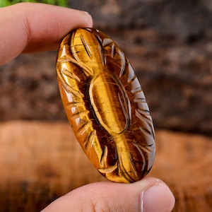 60Cts Tiger Eye Carved Cabochon, Tiger Eye Oval Shape Cabochon Gemstone, Loose Gemstone for Jewelry, Approx 48x24x6mm