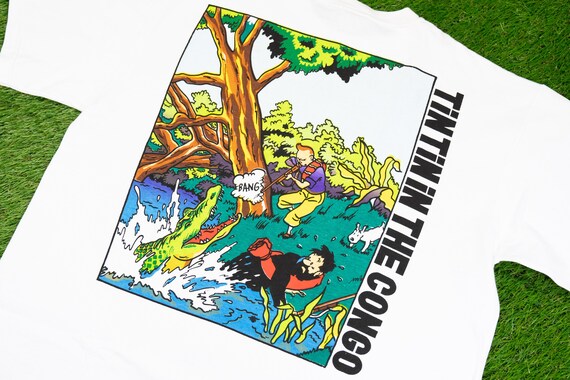 Vintage 90s TINTIN T-Shirt (XL) // "Tintin in Cong