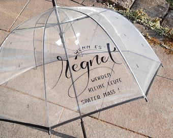 Regenschirm, transparent, handbeschriftet