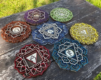 CHAKRAS WALL ART Set - Wood Chakra Mandala, Meditation Room Decor, Spiritual Gift, Yoga Studio Art