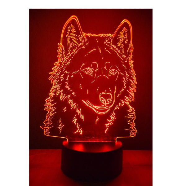 Wolf Head, LED Lamp, Wolf Art