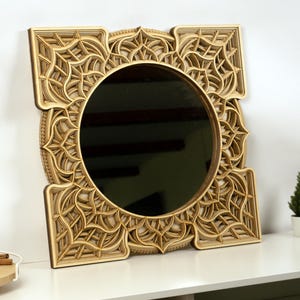 Mirror Mandala Wall Decor, Home Antique Mirror Wall Art, Mirrors Wall Hangings, Apartment Decor Handmade Modern Deco, Wooden Handmade Gift