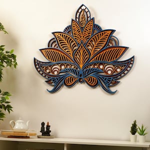 Lotus Flower Mandala Wooden Wall Art: Zen Decor