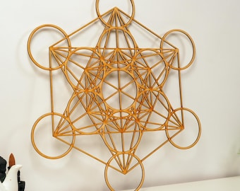 Plantilla del Cubo de Metatrón, Arte mural de madera de geometría sagrada, Regalo espiritual