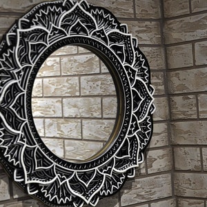 Mirror Wall Art, Mandala Home Decor, Ornate Mirrors, Black & White Interior Design, Modern Apartment Large Decoration, Spiritual Gift