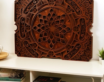 Mandala Wood Wall Art, Natural Boho Decor, Spiritual Gift