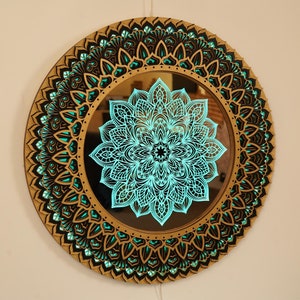 Mandala Nachtlampe, Lotusblume Heilige Geometrie, auffällige Mandela Wandkunst, leuchtende LED-Beleuchtung, Einweihungsparty-Jubiläumsgeschenk