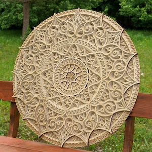 WOODEN MANDALA WALL Art, Large Wood Home Decor, Spiritual Gift, Bohemian Decoration Accent