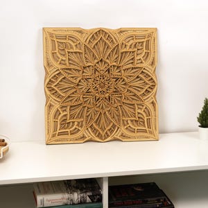 Large Geometric Mandala Wall Art, 3D Layered Wooden Decor, Islamic Style Home Accent, Laser Cut Boho Ornament for Living Room or Office