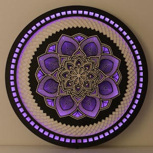 MANDALA LED GLOWING Night Lamp Wall Art Led Color Changing Wall Hanging Psychedelic Art Light Decor Spiritual Gift Yoga Studio Trippy Lights