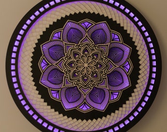 MANDALA LED GLOWING Night Lamp Wall Art Led Color Changing Wall Hanging Psychedelic Art Light Decor Spiritual Gift Yoga Studio Trippy Lights